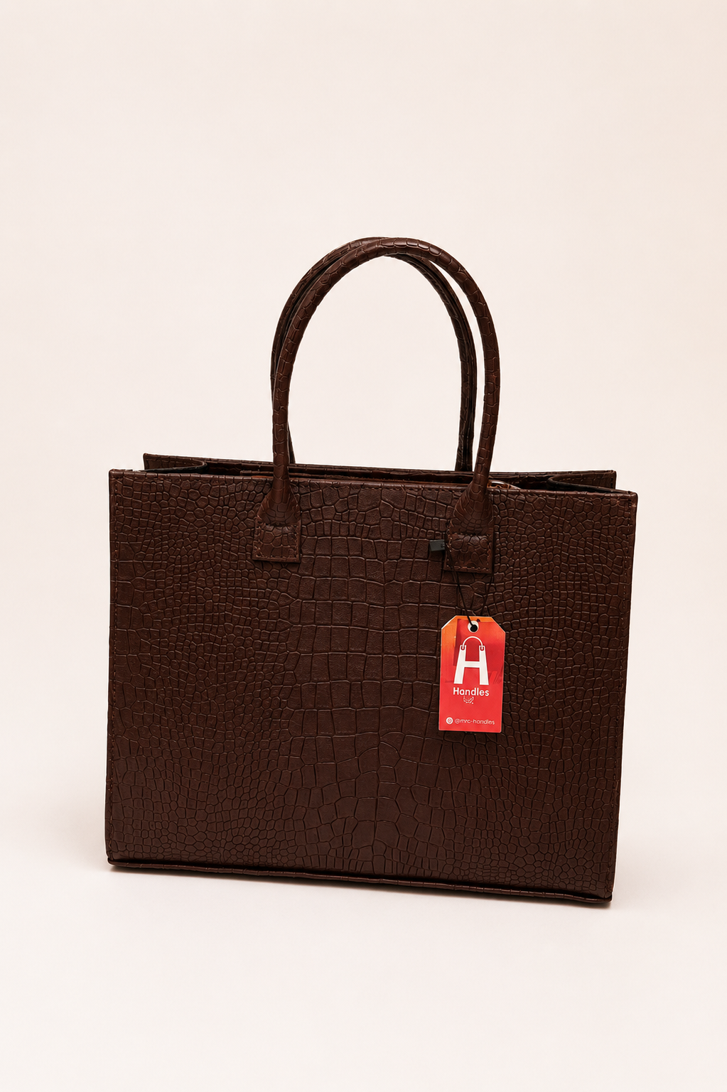 Croc-Embossed Leather Tote Bag.